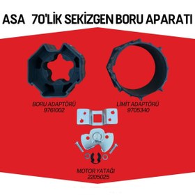 Resim ASA 70 Lik Yuvarlak Boru Aparatı - Sekizgen Giyotin Boru Adaptör Seti 