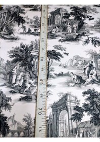 Resim Vintage Black Blanc Desenli Dijital Baskılı Kumaş 