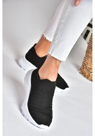 Resim Fox Shoes P239503304 Siyah/Beyaz Triko Kumaş Kadın Spor Ayakkabı Sneakers Siyah - Beyaz 