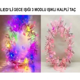 Resim Aspata Store Kalp Püsküllü 3 Modlu LED Işıklı Taç Pembe Renk 
