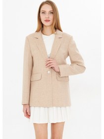 Resim Simli Blazer Ceket Bej 