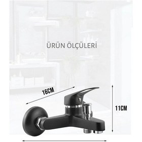 Resim Makedonya Siyah Mix Banyo Duş Bataryası Robot Yağmurlama Duş Seti 2 İn 1 Set Siyah 