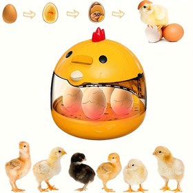 Resim 4 yumurta tutucu ile USB ile çalışan tavuk yumurta inkübatörü - Kuş yumurtaları için otomatik yumurtlama makinesi, sarı plastik tasarım, iç mekan kullanımı için mükemmel, gözlem için şeffaf küre, küçük hayvan yumurtlama cihazı, inkübasyon makinesi | Şeffaf küre inkübatörü | Plastik yapılı, tavuk kulübesi aksesuarları 