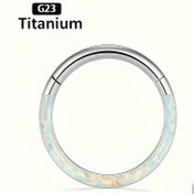 Resim 1 Adet G23 16G Titanyum OPAL Septum Piercing Burun Halkası, Opal İşlemeli Zarif Seksi Tarz Yaratıcı Kadın Hediyesi Kutu İle 