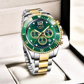 Resim Hanyang Altın Grren Lıge Lüks Moda Erkek Izle 30 M Su Geçirmez Tarih Saatler Spor Saatler Erkek Kuvars Kol Saati Relogio Masculino + Kutu 2022 Yeni (Yurt Dışından) 