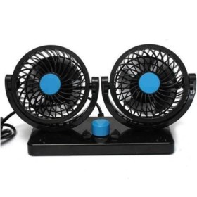 Resim 12V Çift Pervaneli, Çift Kademeli Oto Vantilatör-Araç Fanı Çakmaklık Girişli 