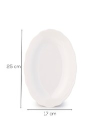 Resim Porsima 4461 Gonca Porselen Kayık Tabak Seti - Oval Kahvaltılık Sunumluk Seti 25cm Beyaz 
