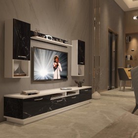 Resim Decoraktiv Trendstyle 5220DA Slm Tv Ünitesi Tv Sehpası - Beyaz - Siyah Mermer 