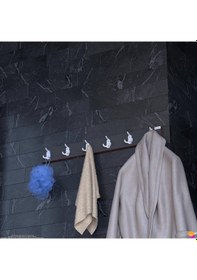 Resim Modilayn Arı Serisi 18 Kancalı Banyo Askısı - 6'lı Set 86,4x9,6 Cm Ekstra Düzen Ve Yer Tasarrufu Antrasit - Beyaz 