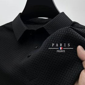 Resim Erkekler için Hafif Buzlu Yeşil Jakarlı Kısa Kollu Gömlek - Nefes Alabilen Esnek Golf ve Rahat Yaz Üstü, Fransız Bayrağı Tasarımı, Düğmeli Yaka, Ev ve Dış Aktiviteler İçin, Golf Gömleği, Esnek Kumaş 