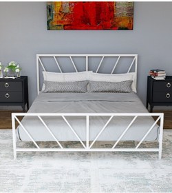 Resim Metalia Gm 227 Gözde Beyaz Çift Kişilik Karyola 160x200 