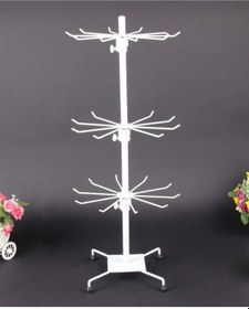 Resim Büyük Boy Beyaz 3 katlı Döner Metal Kolye&zincir Ve Tesbih Takı Standı Organizatör 60 Cm 