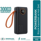 Resim Phixi Force P32 30000mAh 22.5W Hızlı Şarj Cihazı - Dahili Kablolu - Taşınabilir Şarj Cihazı 