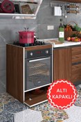 Resim Kenzlife Ankastre Fırın Modülü Kabini Berilyum Mat Ceviz Renk 85(Y)*60(G)*57(D) Ocak Dolabı Kapaklı Ayaksız 