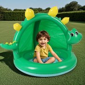Resim Yeşil Dinozor Şişme Çocuk Havuzu Güneşlikli - PVC Malzeme, Gençler İçin Çift Kullanımlı Açık Hava Yaz Oyuncağı, Su Eğlencesi İçin İdeal, Dinozor Oyun Saati|Oyunlu Tasarım|Dayanıklı Şişirme 