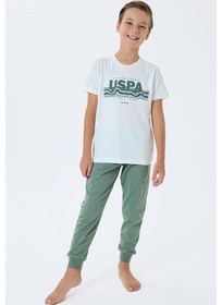 Resim U.S. Polo Assn. U.s. Polo Assn Erkek Çocuk Kısa Kollu Pijama Takım Bej-2309 Bej 