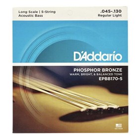 Resim D'Addario EPBB170-5 Long Scale 45-130 Phosphor Bronze Akustik Bas Gitar Tel Seti 