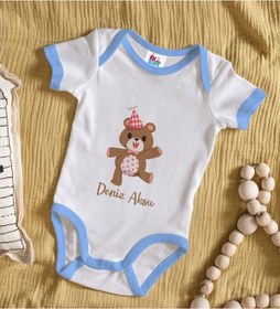 Resim Bitmeyenkartus Bk Kids Kişiye Özel Mavi Bebek Body Zıbın - Model 197 Çok Renkli 