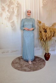 Resim Hazel Tesettür Abiye - Su Yeşil / 42 