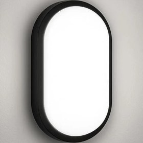 Resim Lidyahan Store 20W IP65 Oval Siyah LED Tavan ve Duvar Lambası | 6500K Beyaz Işık | Su Geçirmez Banyo Bahçe Aydınlatma Armatürü | 2000 Lümen | 270X147X78MM (220V) 