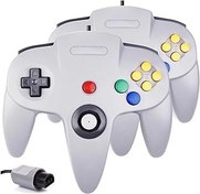 Resim 2 Pack N64 Controller, Classic Retro Wired N64 64 Bit Gamepad Joystick for Ultra 64 Video Game Console N64 System (Grey+Grey) 