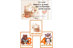 Resim PremiumPort Renkli ve Canlı 22 Adet Bebek ve Hamilelik Anı Fotoğraf Kartları Seti 