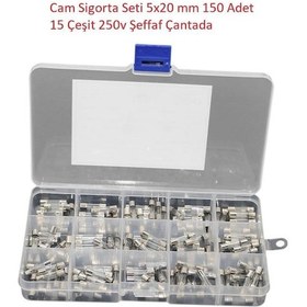 Resim Cam Sigorta Seti 5x20 Mm 150 Adet 15 Çeşit 250v Şeffaf Çantada 