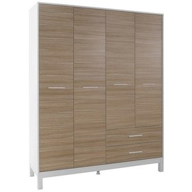 Resim London 4 Kapaklı 2 Çekmeceli Gardırop-meşe-beyaz 159x202x52 Cm Gxyxd 