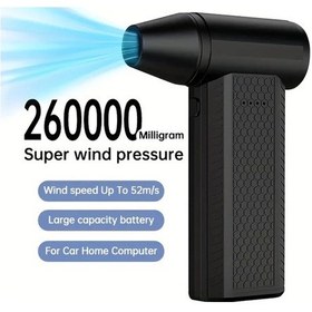Resim Globalbloom Siyah 18650 Lityum Pilli 140000 Rpm Portatif Turbo Jet Hava Üfleyici 