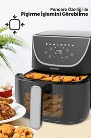 Resim Goldmaster Gustofry 1700 Watt XL Dokunmatik 8 Ön Ayarlı Cam Kapaklı Hazne Aydınlatmalı Airfryer Sıcak Hava Fritözü 