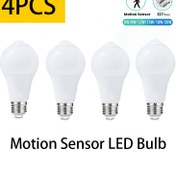 Resim 4 Adet LED PIR Hareket Sensörlü Ampul E27 6W 9W 12W 15W 18W 20W Soğuk Beyaz Sıcak Beyaz Otomatik Açma/Kapama Gece Çalışan Garaj Koridor Merdiven Giriş İç Mekan Aydınlatması 