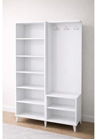 Resim Portmanto Arven Askılıklı Portmanto Vestiyer Ayakkabılık - Beyaz Beyaz 