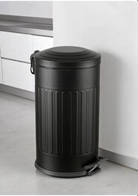 Resim Vintage 16 Lt Yavaş Kapanır Kapaklı Ofis Mutfak Banyo Balkon Çöp Kovası Siyah Siyah 