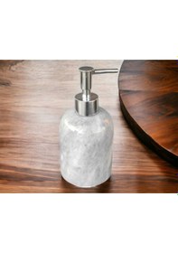 Resim Gri Mermer Sıvı Sabunluk-gümüş Aksesuarlı 