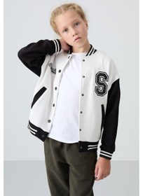 Resim Tommy Life Ekru Pamuklu İçi Tüylü Yumuşak Dokulu Standart Fit Nakışlı Kız Çocuk Kolej Ceket - 75163 Ekru 