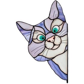 Resim Suntek Gözetleyen Kedi Vitray Suncatcher Lover Hediye Mor 