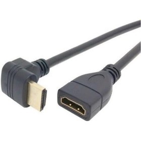 Resim Alfais 4666 Hdmi Dişi Erkek Uzatma 90 Derece Dirsek Kablosu 0.5 Metre 