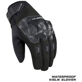 Resim Motoanl Motosiklet Kışlık Eldiven Waterproof Oxford Ve Deri Kumaş Premium Motor Korumalı Eldiveni Siyah 