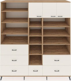 Resim Kronos Dolap 17 Raflı 6 Çekmeceli 3 Kapaklı 220x59x243 Çam-aytaşı/aytaşı Aytası/aytası 