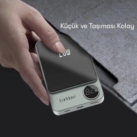 Resim Earldom PD24 10.000 Mah 20W Kablosuz Şarjlı Pd Hızlı Şarj Mini Powerbank - Gri 