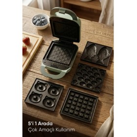 Resim Fressi Tost Ve Waffle Makinesi | Çıkarabilir Yapışmaz Plakalı | 5 Ayrı Plaka | Fr-tm33 Panfun 