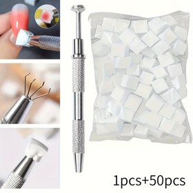 Resim Tırnak Rengi Sünger Gradyan Karışık DIY Tırnak DIY, Takı, Elmas Taşları ve Tutucu Pense, 50 Mini Sünger Küpü ile 1 Pense Kavrama 
