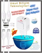 Resim Syrox Samsung Galaxy A8+ Plus (2018) 45W Type-C Uyumlu Şarj Cihazı Şarj Aleti Seti (Kablo+Adaptör) 