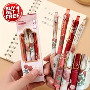 Resim 4'lü Retro Gül Desenli Tükenmez Kalem Seti - Akıcı Yazım, Orta Uç, Siyah Mürekkep, Ergonomik Tasarım, Okul, Ofis ve Günlük Kullanım İçin Temel Kırtasiye - Mükemmel Uygunluk 