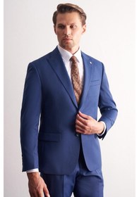 Resim İmza Koyu Lacivert Kırlangıç Yaka Kendinden Desenli Esnek Bel Slim Fit 6 Drop Takım Elbise 1001255168 Koyu Lacivert 