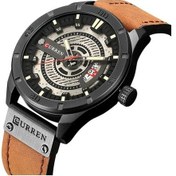 Resim Yingfu Erkek Askeri Spor Curren M8301 Siyah Kasa Gri Yüz Kahverengi Bant Kuvars Tarih Kol Saati Çok Renkli 