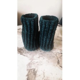 Resim Merut Style El Örgüsü Kadife Ip Zümrüt Yeşili Ev Botu Panduf 