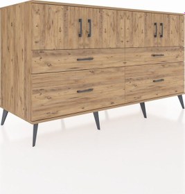 Resim Kronos Konsol 2 Raflı 4 Çekmeceli 4 Kapaklı 176x59x99 Çam-çam Çam-çam 