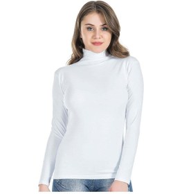 Resim Balıkçı Yaka Uzun Kol Kadın Tişört 245 Beyaz 