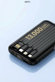 Resim 13.000 Mah Magsafe Standlı Powerbank Dahili Kablolu 22.5w Hızlı Şarjlı Powerbank siyah 